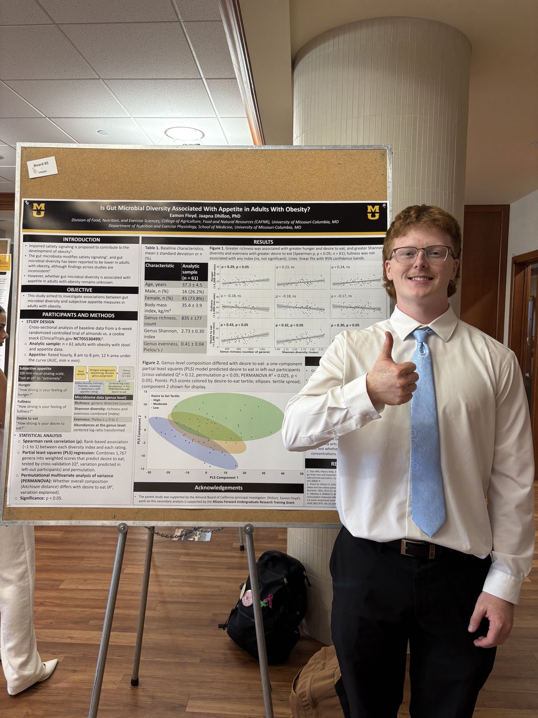 Eamon Floyd presenting his poster at CAFNR Research Week 2026