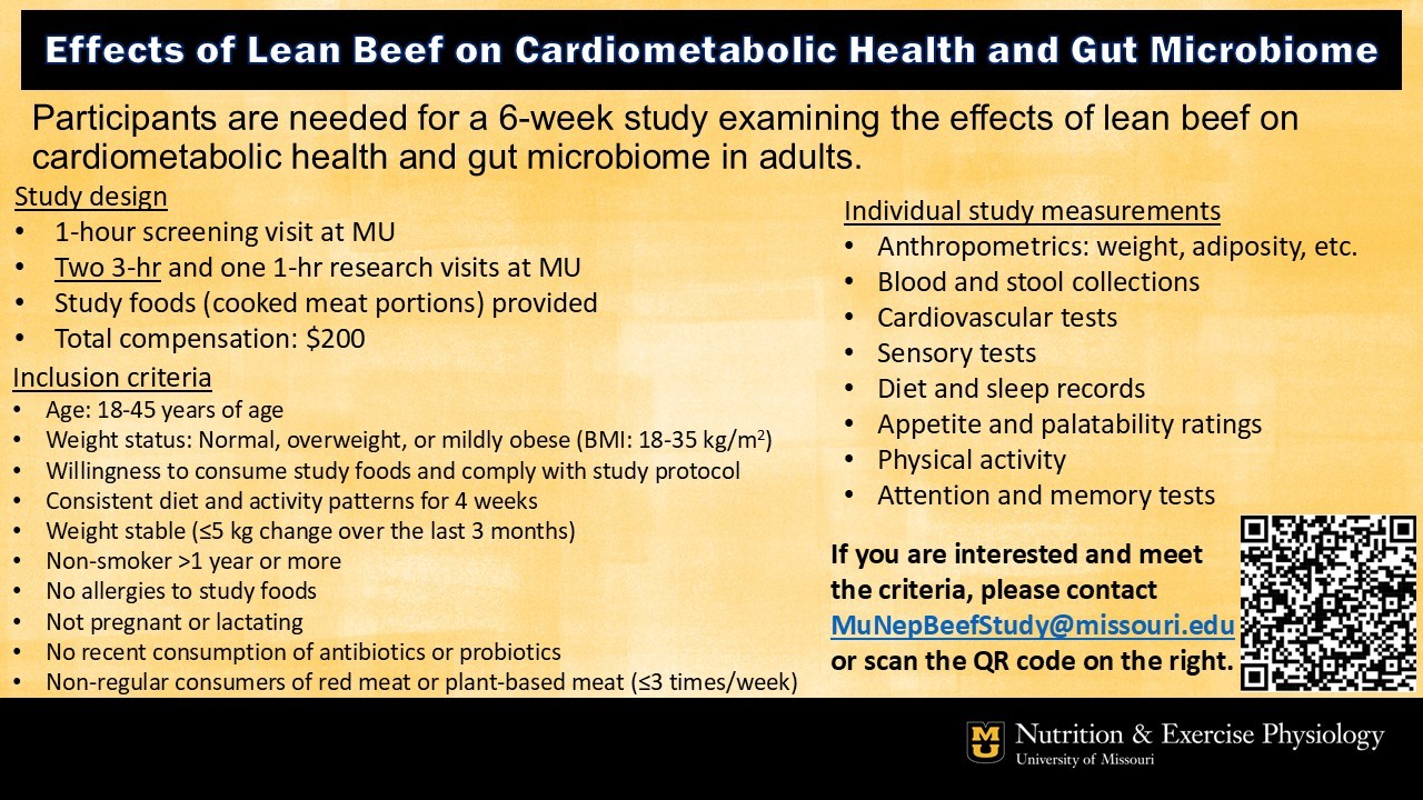Recruitment flyer: Effects of Lean Beef on Cardiometabolic Health and Gut Microbiome